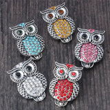 6pcs Owl Crystal Rhinestone Snap Buttons for Bracelet