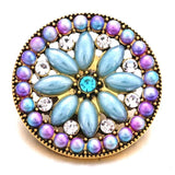 6pcs Snap Buttons Crystal Flower Fit 18mm Bracelet DIY Accessories