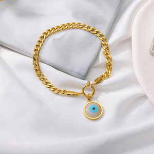 Zircon Eye Bracelets For Women Stainless Steel Evil Eyes Lucky Couple Charm