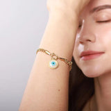 Zircon Eye Bracelets For Women Stainless Steel Evil Eyes Lucky Couple Charm