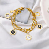 Zircon Eye Bracelets For Women Stainless Steel Evil Eyes Lucky Couple Charm