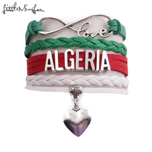 Infinity Love Algeria Bracelet Heart Charm Leather Wrap Men Bracelets & Bangles