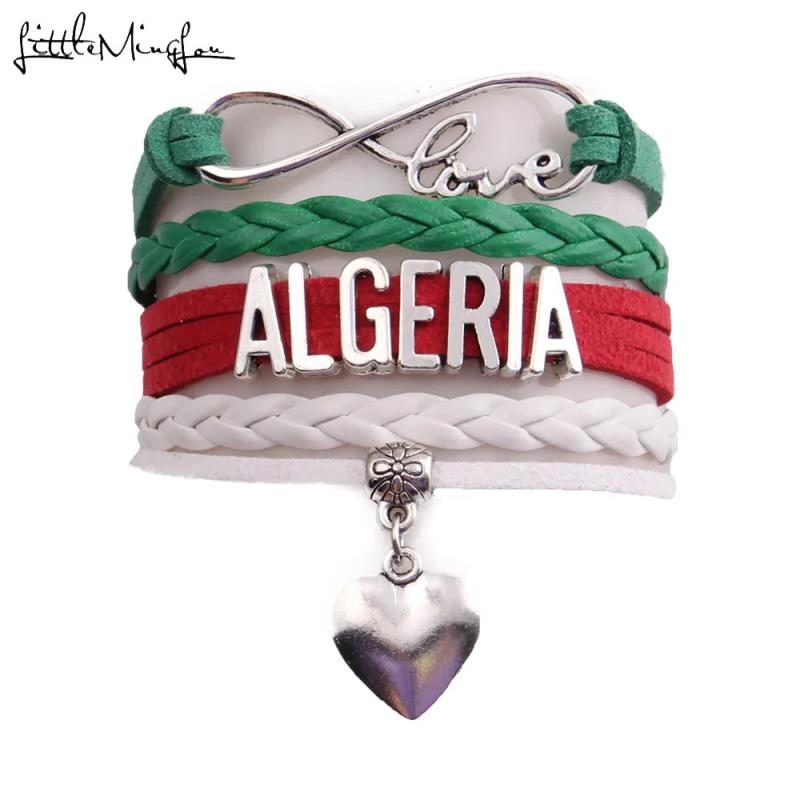 Infinity Love Algeria Bracelet Heart Charm Leather Wrap Men Bracelets & Bangles