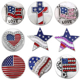 5pcs Mixed Crystal Rhinestone Flag 18mm Snap Buttons