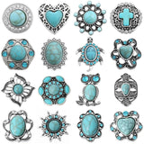 5pcs Vintage Snap Buttons Lot for Bracelet - Flower Love Cross Tortoise Owl