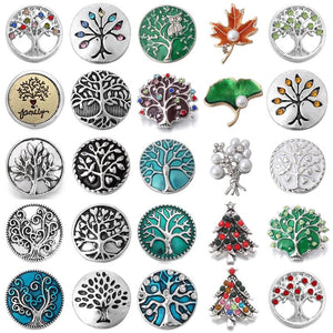6pcs Crystal Metal Tree of life Snap Buttons 18mm DIY Bracelet