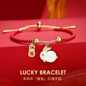Chinese Jade Rabbit Moon Bracelet Beaded Hand Jewelry