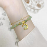 Chinese Jade Rabbit Moon Bracelet Beaded Hand Jewelry