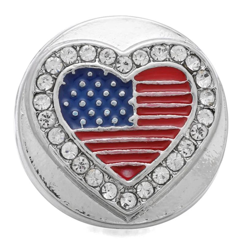 6pcs 18mm Crystal Rhinestone Flag Snaps for Snap Button Bracelet