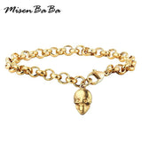 Stainless Steel Skeleton Skull Charm Bracelet For Women