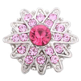 5pcs Pink Rhinestone Flower Metal Snap Buttons 18mm
