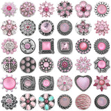 5pcs Pink Rhinestone Flower Metal Snap Buttons 18mm