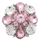 5pcs Pink Rhinestone Flower Metal Snap Buttons 18mm