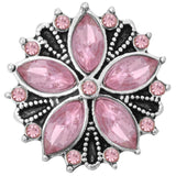 5pcs Pink Rhinestone Flower Metal Snap Buttons 18mm
