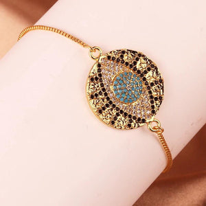 Adjustable Rainbow Zircon Evil Eye Bracelet Wedding Jewelry