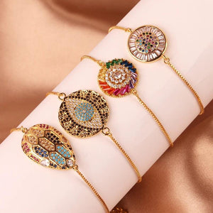 Adjustable Rainbow Zircon Evil Eye Bracelet Wedding Jewelry