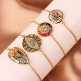 Adjustable Rainbow Zircon Evil Eye Bracelet Wedding Jewelry