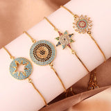 Adjustable Rainbow Zircon Evil Eye Bracelet Wedding Jewelry