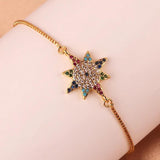 Adjustable Rainbow Zircon Evil Eye Bracelet Wedding Jewelry