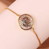 Adjustable Rainbow Zircon Evil Eye Bracelet Wedding Jewelry