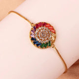 Adjustable Rainbow Zircon Evil Eye Bracelet Wedding Jewelry