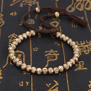 Tibetan Buddhist Braided Cotton Thread Copper Knots Bracelet