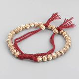 Tibetan Buddhist Braided Cotton Thread Copper Knots Bracelet