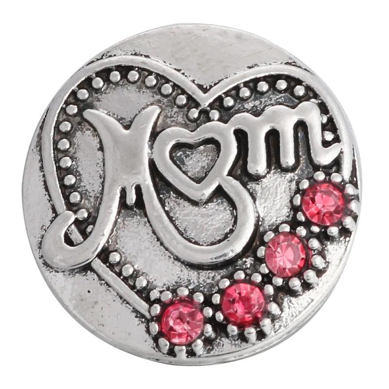 5pcs Pink Rhinestone Snap Buttons for Leather Snap Bracelet