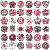 5pcs Pink Rhinestone Snap Buttons for Leather Snap Bracelet