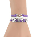 FIBROMYALGIA Awareness Bracelet Leather Briad Wrap Bracelets