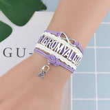 FIBROMYALGIA Awareness Bracelet Leather Briad Wrap Bracelets