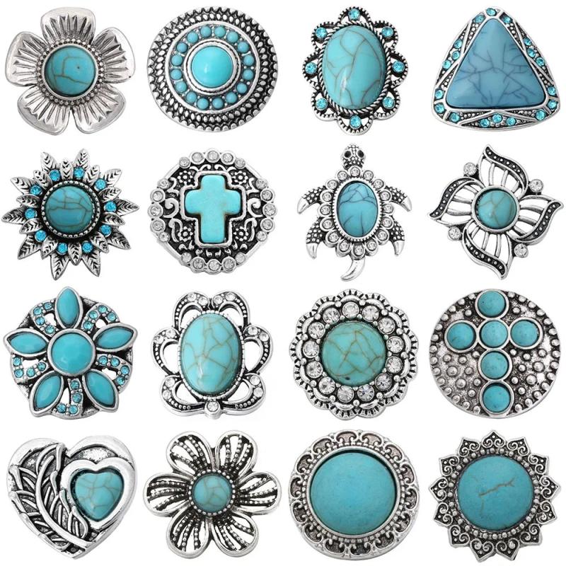 5pcs Natural Stone Animal Snap Buttons 18mm for Bracelet Necklace