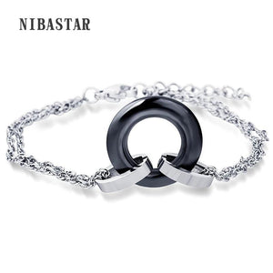 Unique Stainless Steel Flake Ceramic Bracelet for Women