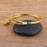 Vintage Heart Pendant Bangles for Women Copper Zircon Charms Bracelet