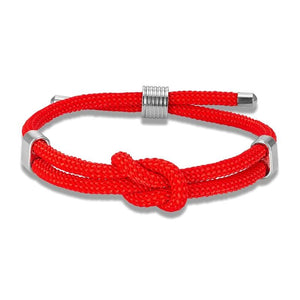 Adjustable Rope Bracelet Stainless Steel Minimalist Red Knot Jewelry