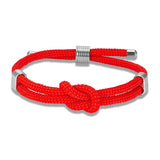 Adjustable Rope Bracelet Stainless Steel Minimalist Red Knot Jewelry