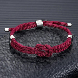 Adjustable Rope Bracelet Stainless Steel Minimalist Red Knot Jewelry