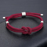 Adjustable Rope Bracelet Stainless Steel Minimalist Red Knot Jewelry