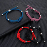 Adjustable Rope Bracelet Stainless Steel Minimalist Red Knot Jewelry