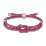 Adjustable Rope Bracelet Stainless Steel Minimalist Red Knot Jewelry