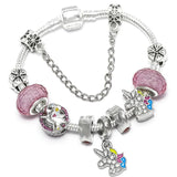 Pink Animal Pendant Beads Charm Bracelets for Girls