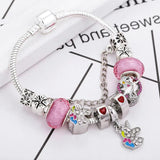 Pink Animal Pendant Beads Charm Bracelets for Girls