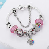 Pink Animal Pendant Beads Charm Bracelets for Girls