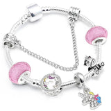 Pink Animal Pendant Beads Charm Bracelets for Girls