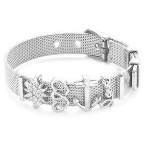 Stainless Steel Mesh Bracelets Bangles with Heart Charms