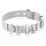 Stainless Steel Mesh Bracelets Bangles with Heart Charms