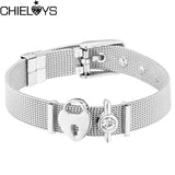 Stainless Steel Mesh Bracelets Bangles with Heart Charms
