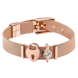 Stainless Steel Mesh Bracelets Bangles with Heart Charms