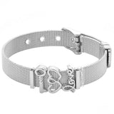 Stainless Steel Mesh Bracelets Bangles with Heart Charms