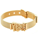 Stainless Steel Mesh Bracelets Bangles with Heart Charms